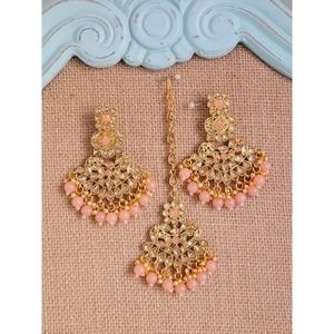 Indian style traditional earrings and bindiya jewelry set